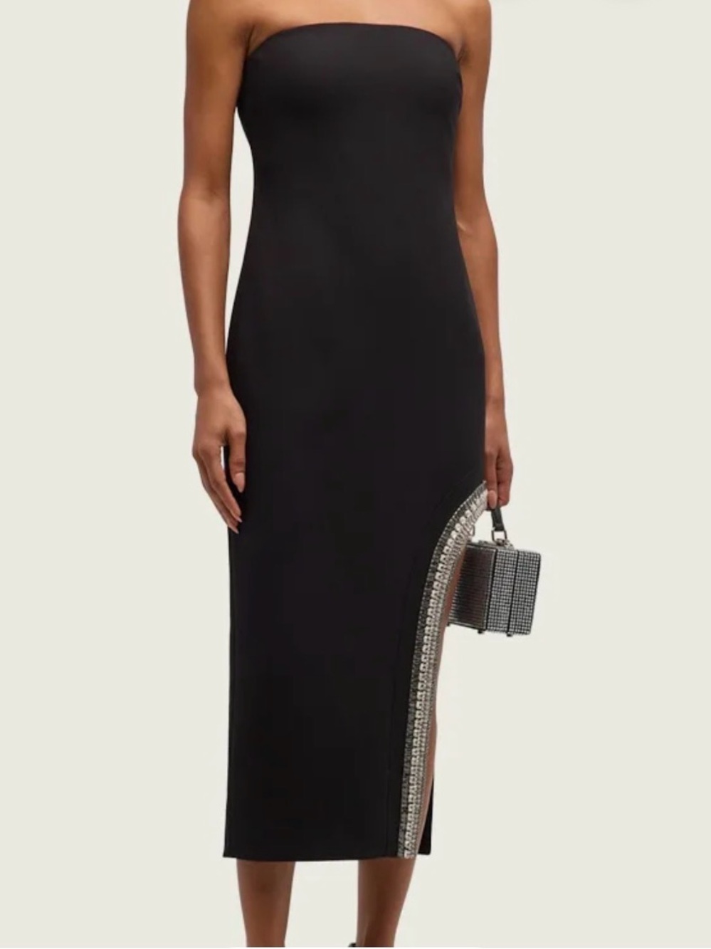 Black strapless dress with Crystal Hem Accents